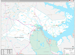 New Bern Metro Area Wall Map Premium Style 2026